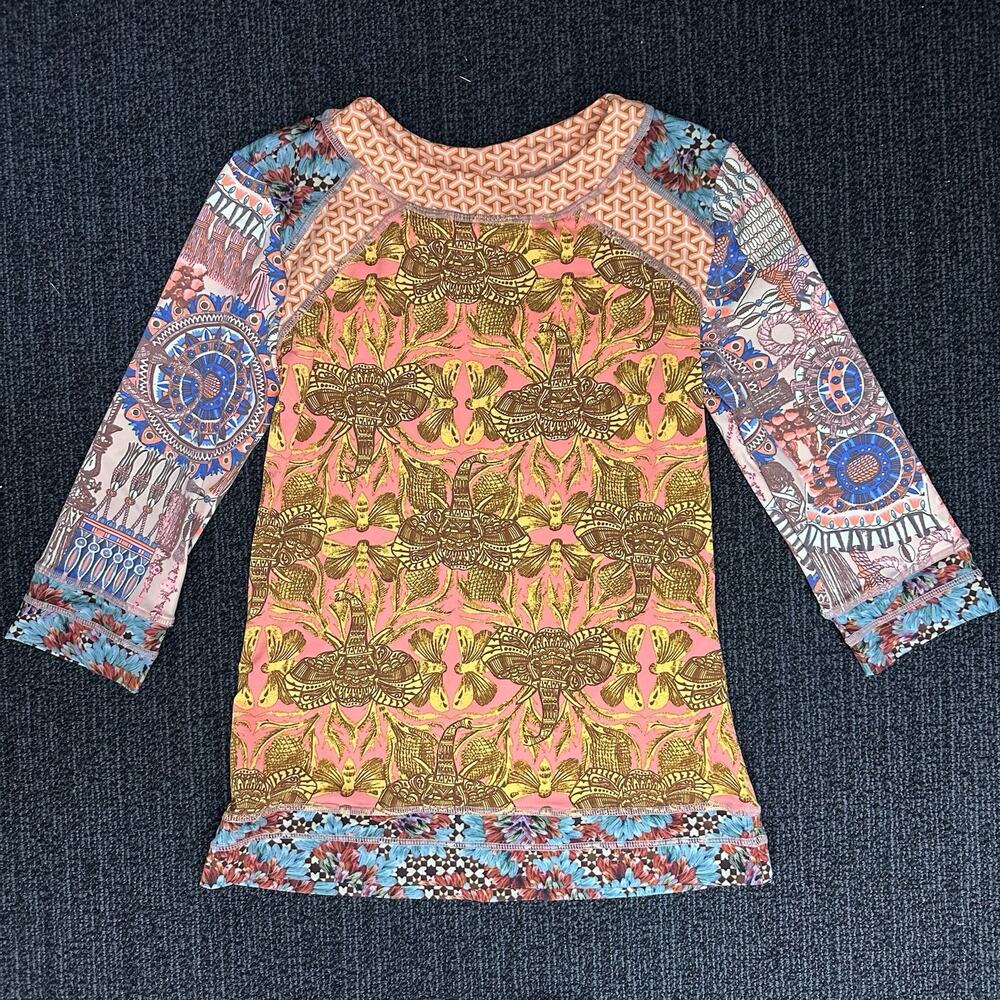 MAAJI Swim Top Womens 3/4 Sleeve Mix Print Boho Size Medium M Rash Guard